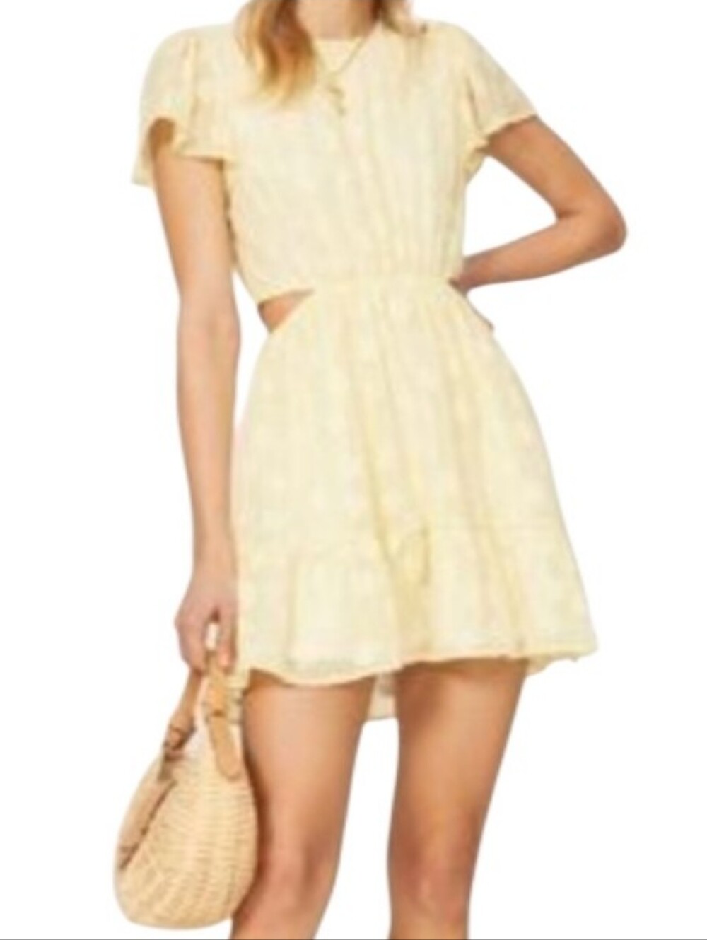 Show Me Your MuMu Merritt Pastel Yellow Daisy Mini Dress-NWT